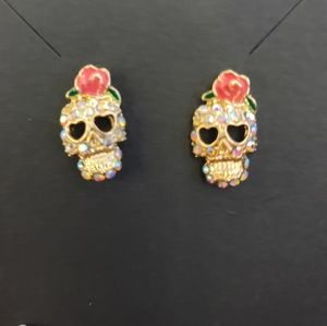 Sugar Skull Rhinestone Earrings